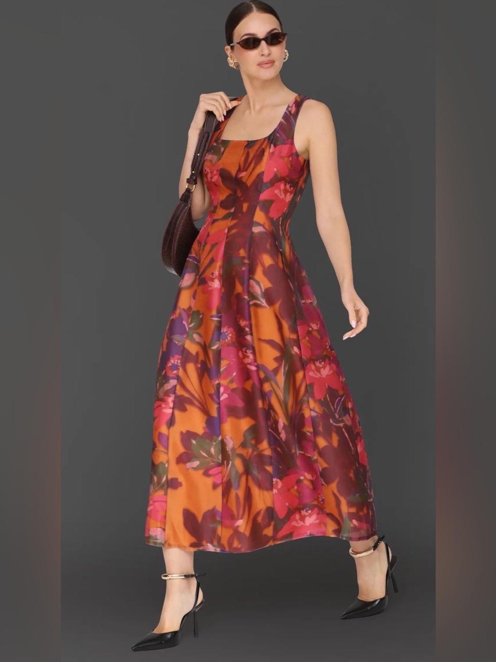 Avec Les Filles Sweetheart A-Line Midi Dress sz 2